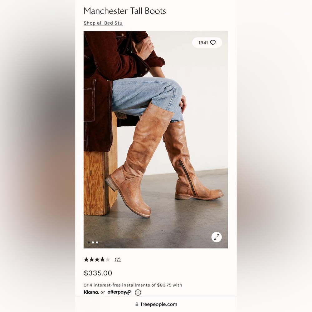 Bed Stu Manchester Boots size 7. Free People